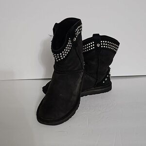 Ugg Bowen Swarovski Crystal Bling Studded Boots sz5  Black Pre-owned